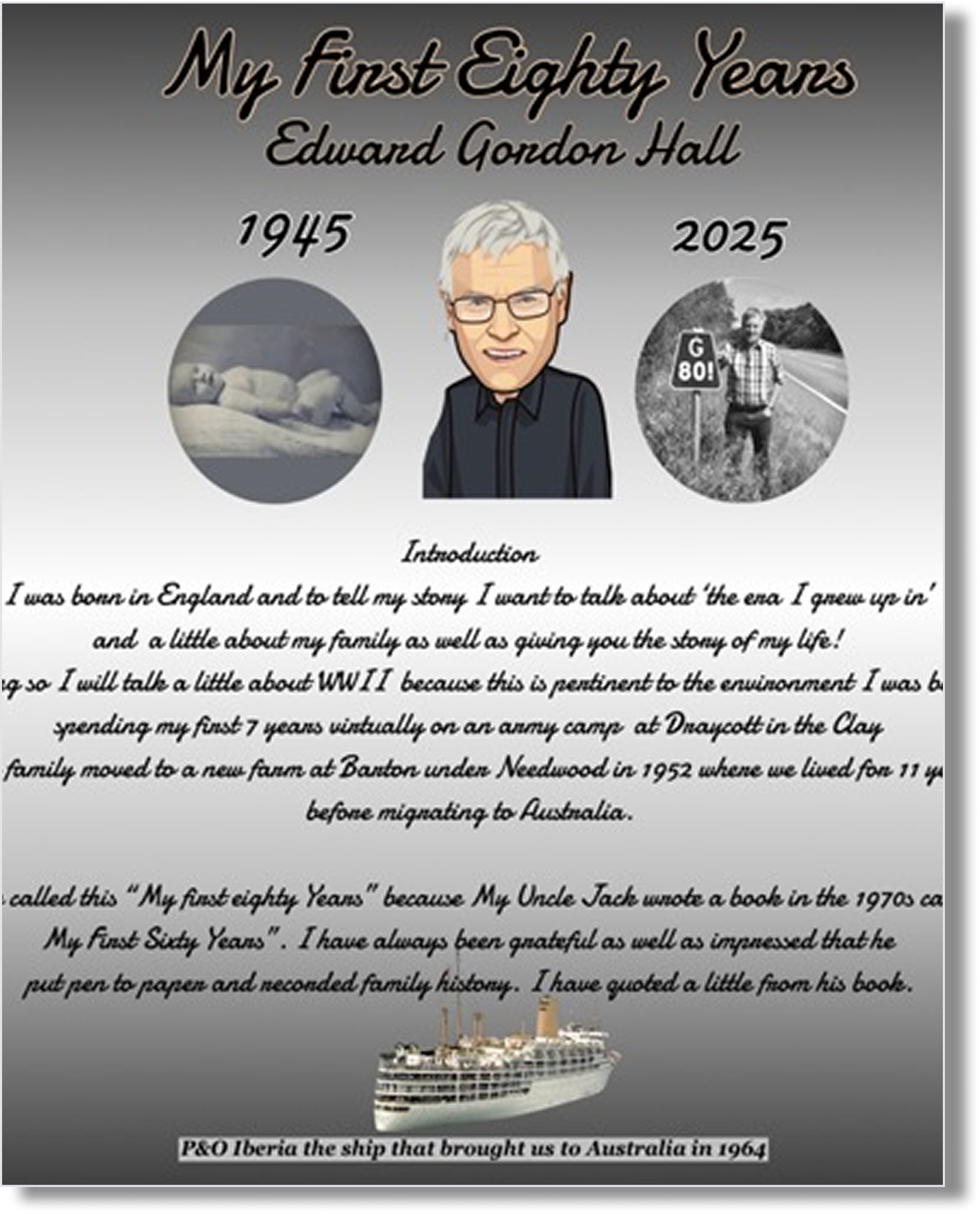 Dense initial cover concept for an eightieth birthday memoir