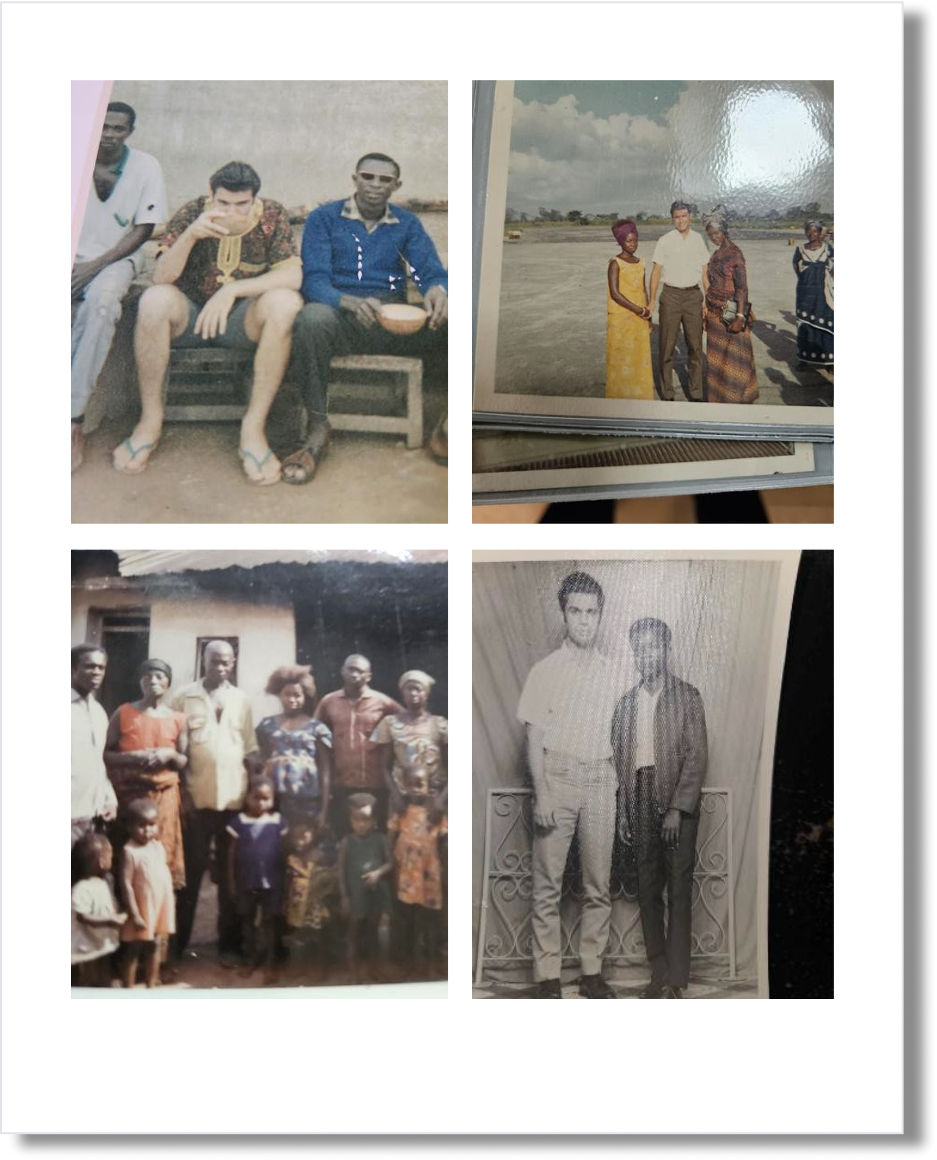 Family photo collage before restoration and alignment